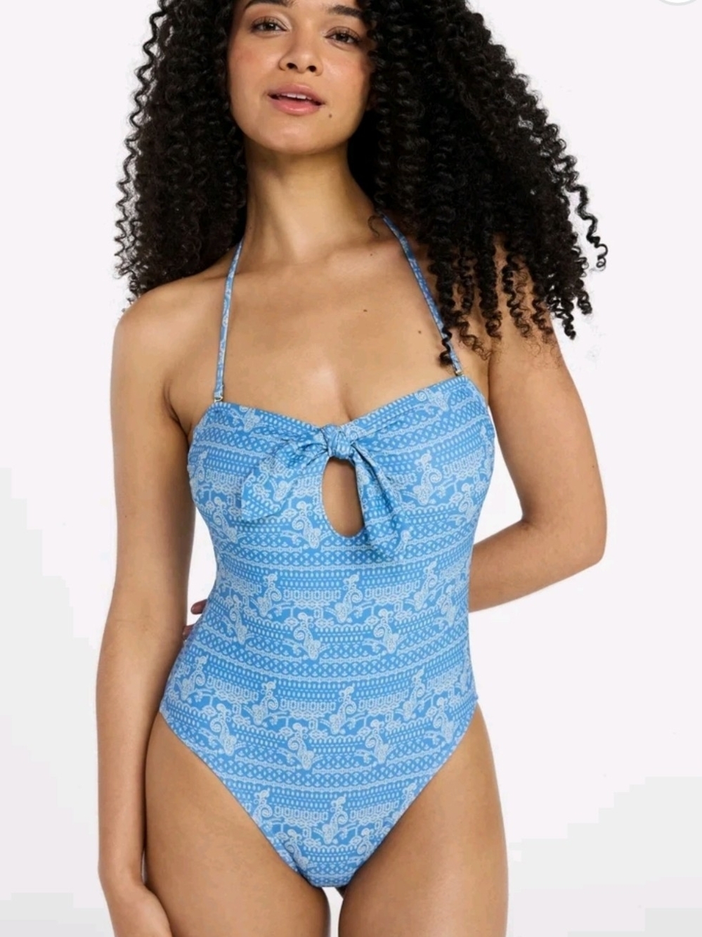 NWOT No Boundaries Bandeau One-Piece Swimsuit Blue Ash Women's Size L 12-14